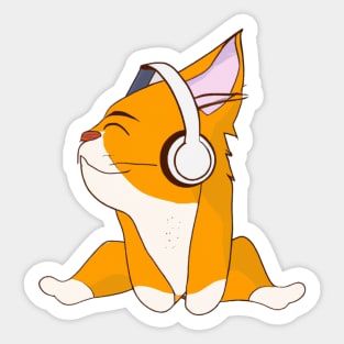 Music loving cat Sticker